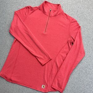 Carhartt Force Women Shirt Medium M Pink 1/4 Zip Long Sleeve Lightweight Layer